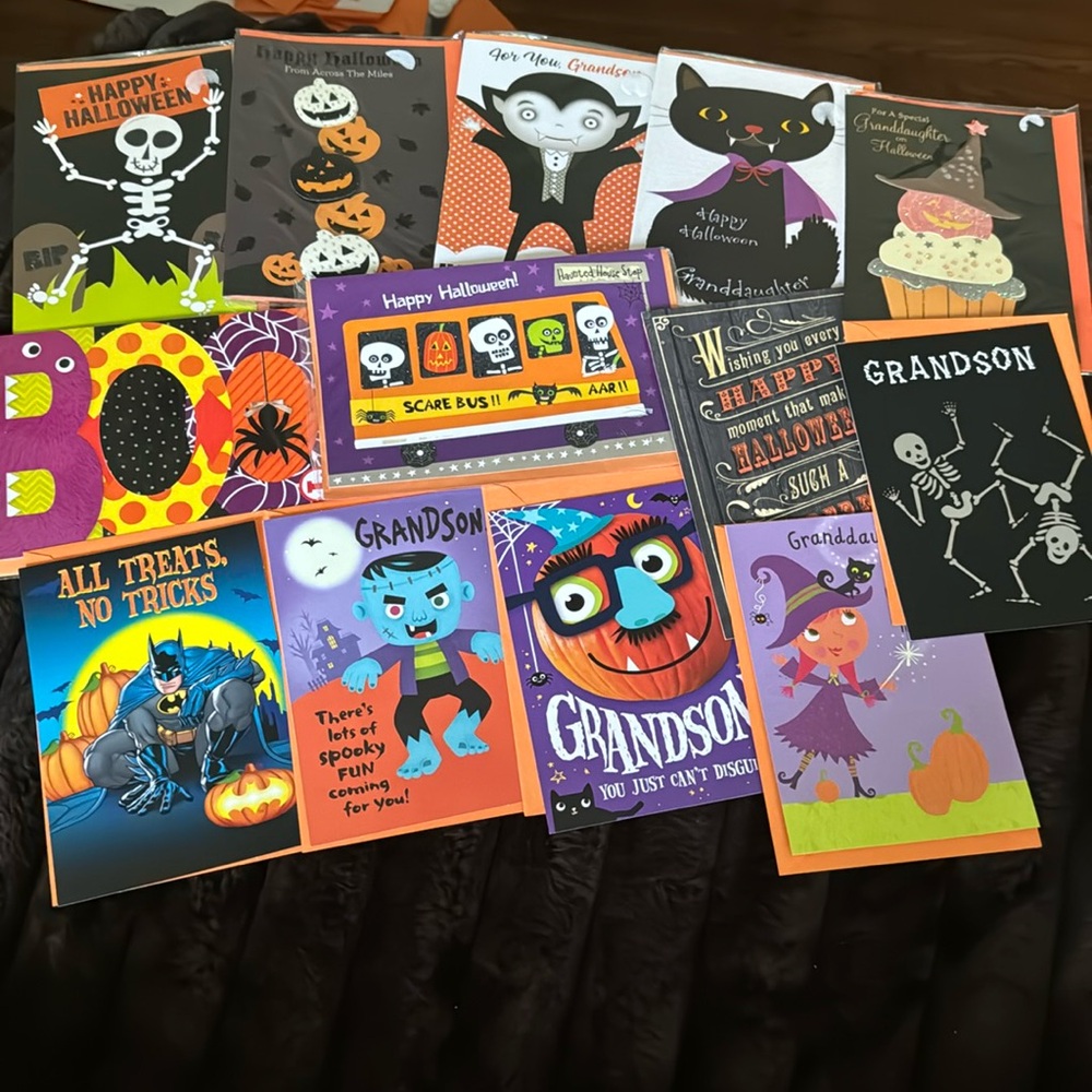 13 Halloween kid cards bundle-Hallmark- grandchild , assorted, pumpkins , ghosts